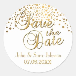 Sticker Rond Save the date Points d'or Personnaliser