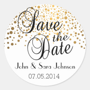 Sticker Rond Save the date Points d'or Personnaliser