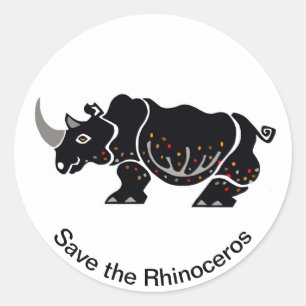 Sticker Rond Save the RHINOCEROS - Conservation -Afrique