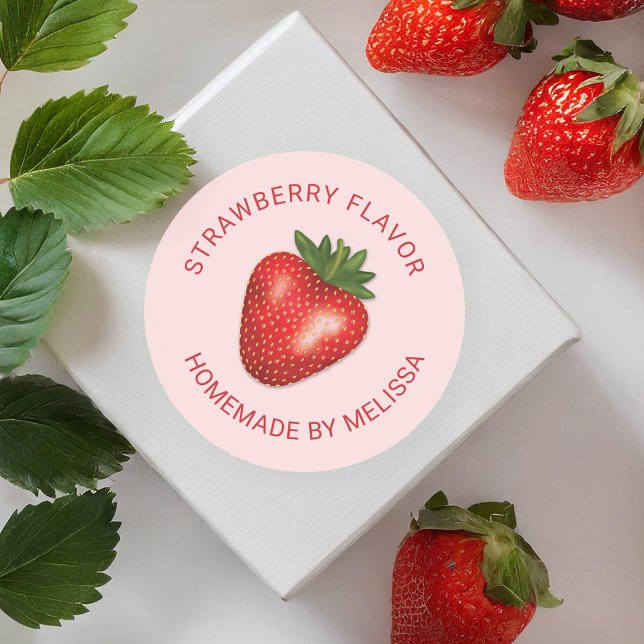 Sticker Rond Saveur de produit maison de fraise rouge (Créateur téléchargé)