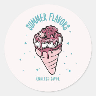 Sticker Rond Saveurs d'été goutte-à-goutte glace