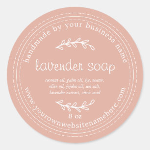 Sticker Rond Savon à la Lavande Rose Poussiéreux Fait Main