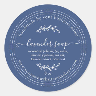 Sticker Rond Savon à la Lavande Véritable Bleue Fait Main Rusti