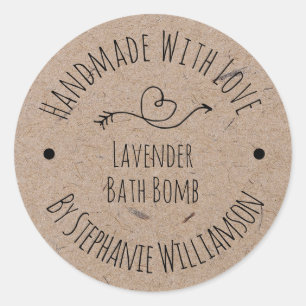 Sticker Rond Savon Artisanal Bombe de Bain   Papier Kraft