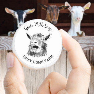 Sticker Rond Savon au Lait de Chèvre Ferme Drôle Chèvre Hurle