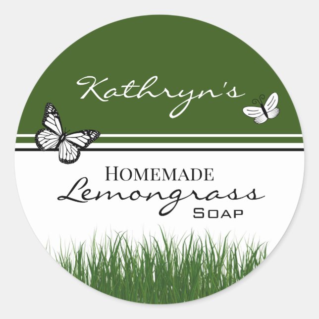 Sticker Rond Savon de citronnelle maison personnalisé (Devant)