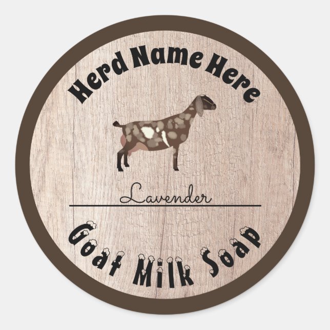 Sticker Rond Savon de lait de chèvre nubien personnalisé (Devant)