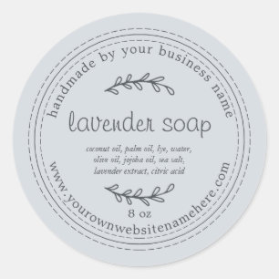 Sticker Rond Savon de lavande à main rustique bleu