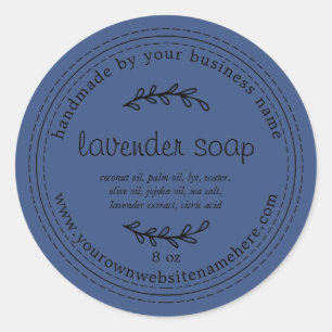 Sticker Rond Savon de lavande à main rustique Vrai Bleu