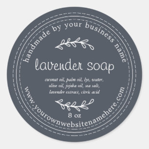 Sticker Rond Savon de lavande artisanale rustique bleu foncé