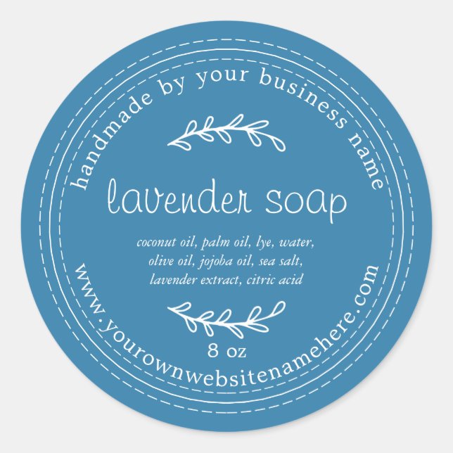 Sticker Rond Savon de lavande artisanale rustique bleu méditerr (Devant)