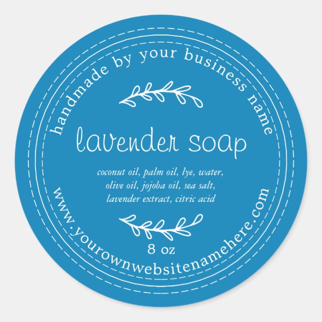 Sticker Rond Savon de lavande artisanale rustique Ibiza Bleu (Devant)