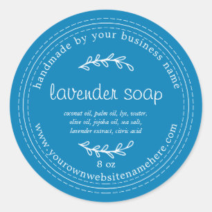 Sticker Rond Savon de lavande artisanale rustique Ibiza Bleu