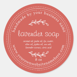 Sticker Rond Savon de lavande artisanale rustique rouge automne