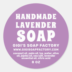 Sticker Rond Savon de lavande moderne fait main violet