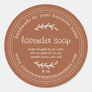Sticker Rond Savon de Lavande Rustique fait main TerraCotta