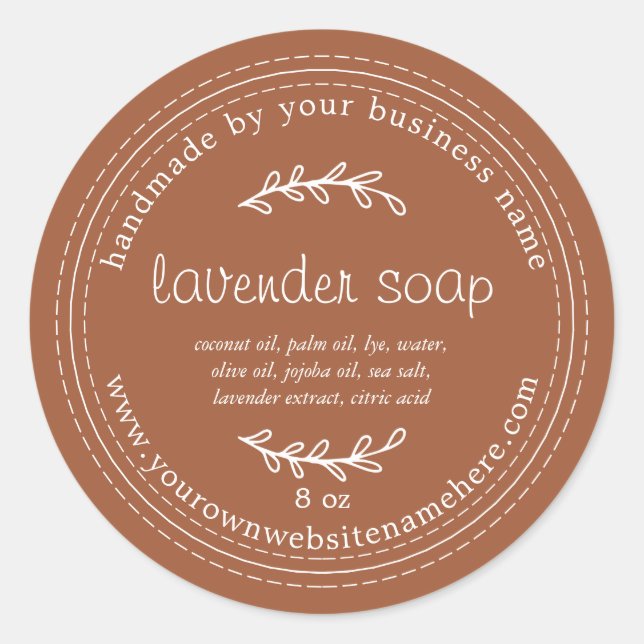 Sticker Rond Savon de Lavande Rustique fait main TerraCotta (Devant)