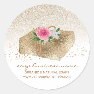 Sticker Rond Savon de soja fait maison naturel biologique baign