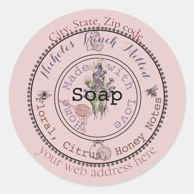 Sticker Rond savon français mauve (Devant)