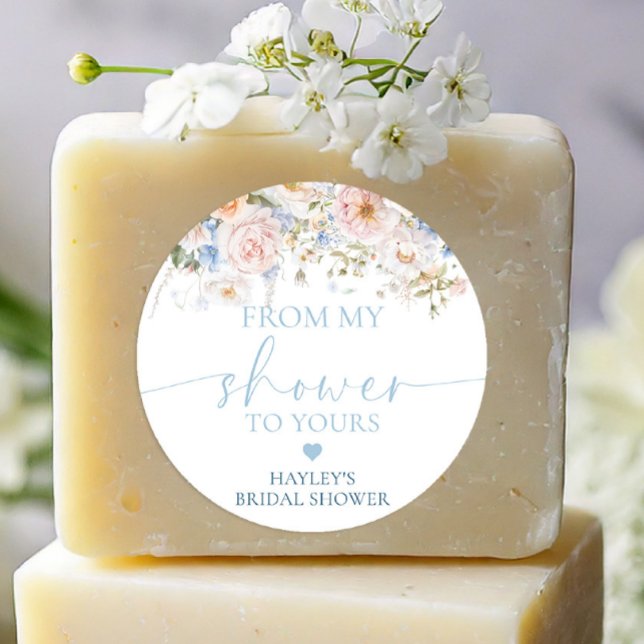 Sticker Rond Savon Hargrove Fleurs Bleues De Ma Salle de Bain À (Créateur téléchargé)