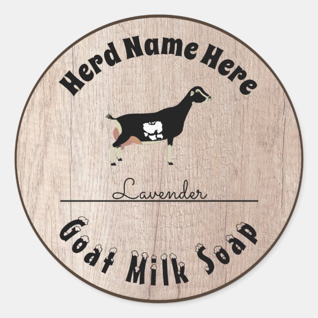 Sticker Rond Savon personnalisé de lait de chèvre La Mancha (Devant)