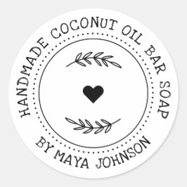 Sticker Rond Savon rustique de verdure fait main