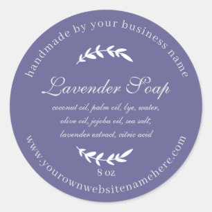 Sticker Rond Savon Rustique Lavande Fabriqué À La Main Violet