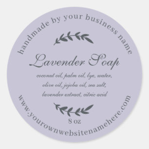 Sticker Rond Savon Rustique Lavande Fabriqué À La Main Violet