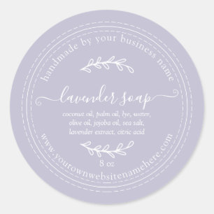 Sticker Rond Savon Rustique Lavande Fabriqué À La Main Violet