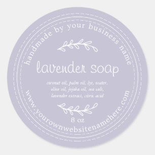 Sticker Rond Savon Rustique Lavande Fabriqué À La Main Violet