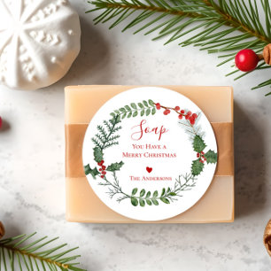 Sticker Rond Savon Vous avez une joyeuse couronne de Noël