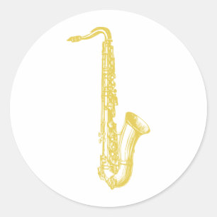 Sticker Rond Saxo en laiton