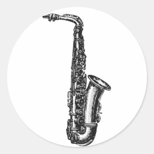 Sticker Rond Saxophone d'alto