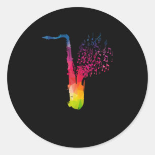 Sticker Rond Saxophone - Musicien de jazz Saxophoniste Cadeau