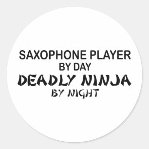 Sticker Rond Saxophone Ninja mortel par nuit