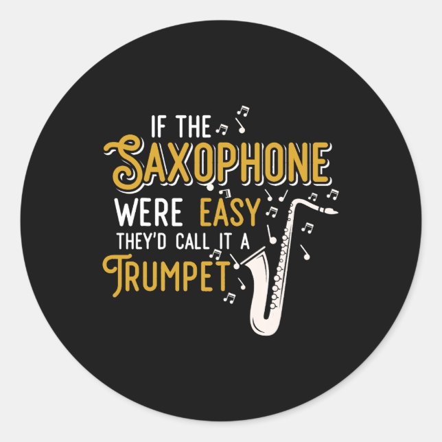 Sticker Rond Saxophone Trumpet Marching Band Jazz Musicien Cade (Devant)