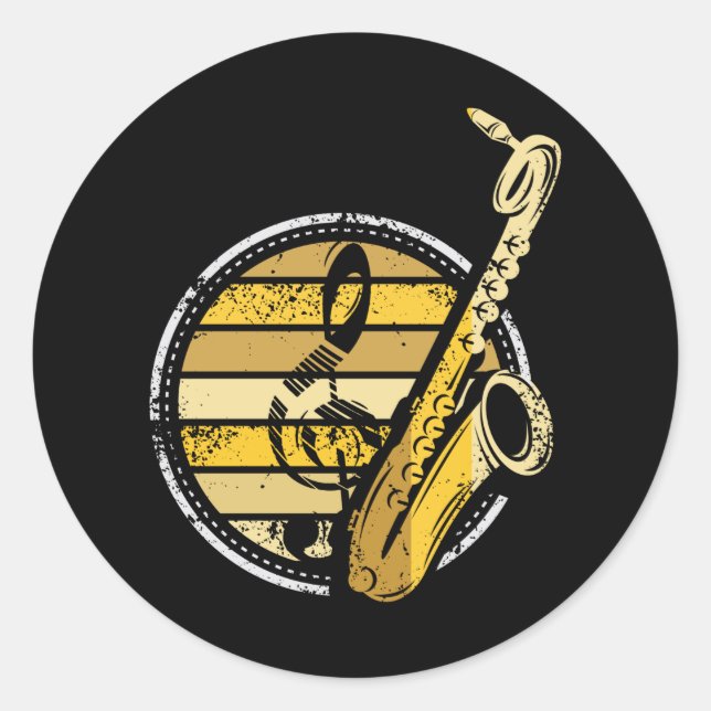 Sticker Rond Saxophone Vintage (Devant)