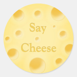 Sticker Rond "Say Cheese" Personnalisable Fromage Suisse Mignon