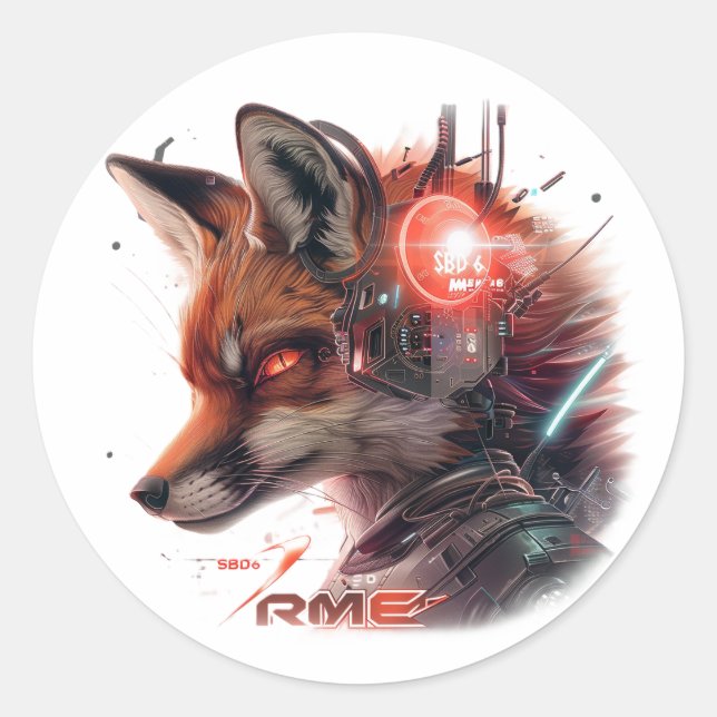 Sticker Rond SBD6 Red Tech Fox (Devant)