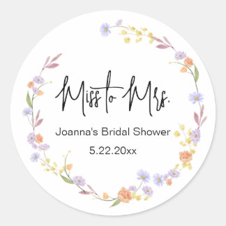 Sticker Rond Scabiosa Fleur Sauvage Élégante Fête de Mariage Mo