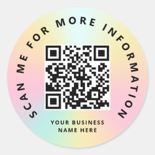 Sticker Rond Scan Me Rainbow Pastel Color QR Code scanner