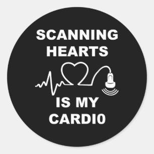 Sticker Rond Scanner Il Est Mon Cardio Cardiac Sonographe Echo