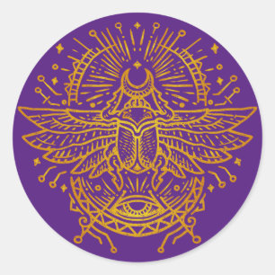 Sticker Rond Scarab égyptien doré