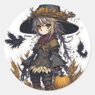 Sticker Rond Scarecrov Halloween