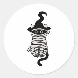 Sticker Rond Scary cat wrapped