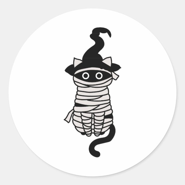 Sticker Rond Scary cat wrapped (Devant)