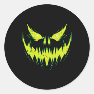 Sticker Rond Scary Pumkin Jack O Lantern Face Halloween Men Bo
