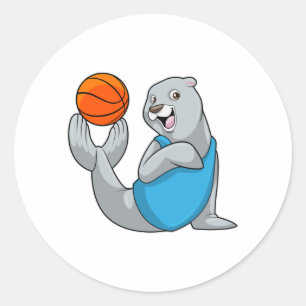 Sticker Rond Sceau à Basketball Sports