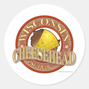 Sticker Rond Sceau à tête de fromage du Wisconsin