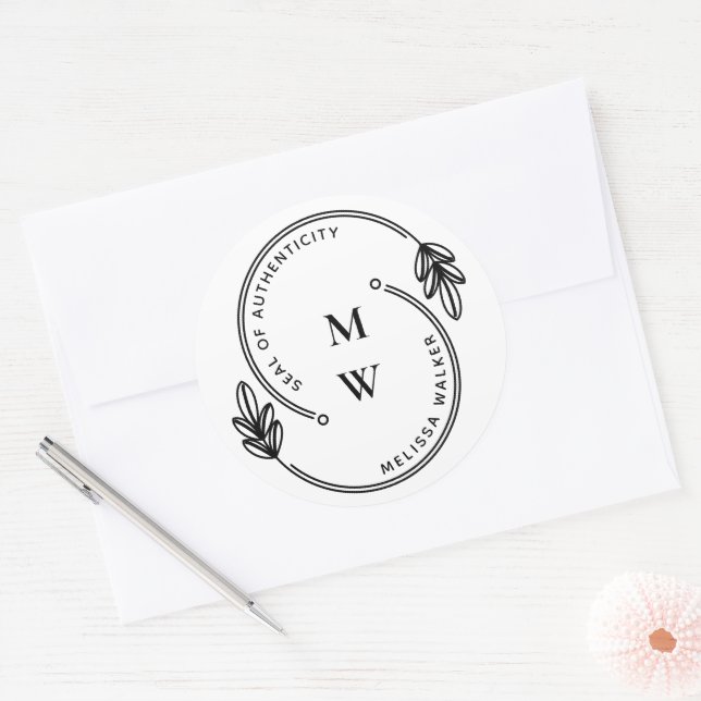 Sticker Rond Sceau artiste de l'authenticité Monogramme (Enveloppe)